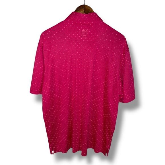 Footjoy Hot Pink Polka Dot Performance Golf Polo Shirt Sz L - Picture 7 of 8